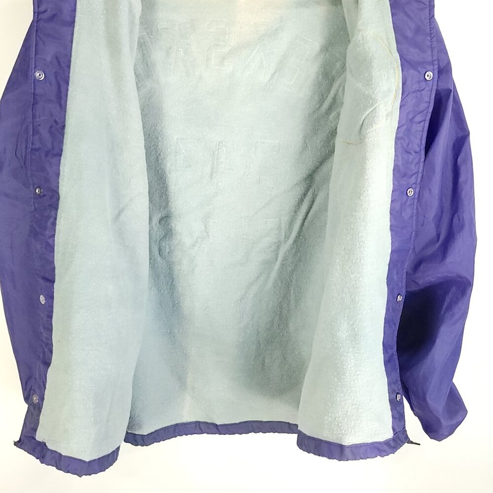 Vtg Warm Up Satin Jacket Men's XL Purple Peekskill Elks Snap Front Distressed - Picture 12 of 14